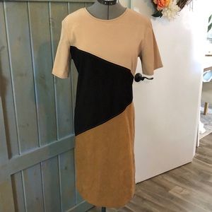 Tan and Black Suede Dress